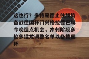 官网登录入口-这也行？多特蒙德止住颓势备战德国杯门兴格拉德巴赫今晚造点机会，冲刺阶段多伦多猛龙调整名单以备德国杯的简单介绍
